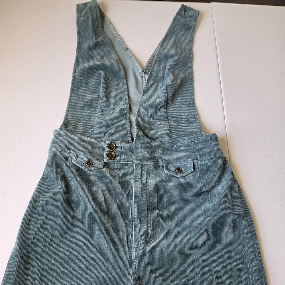 Pilcro Overalls Womens 27 Green Corduroy V Neck Wide Leg Zip Front Pockets - Picture 3 of 13